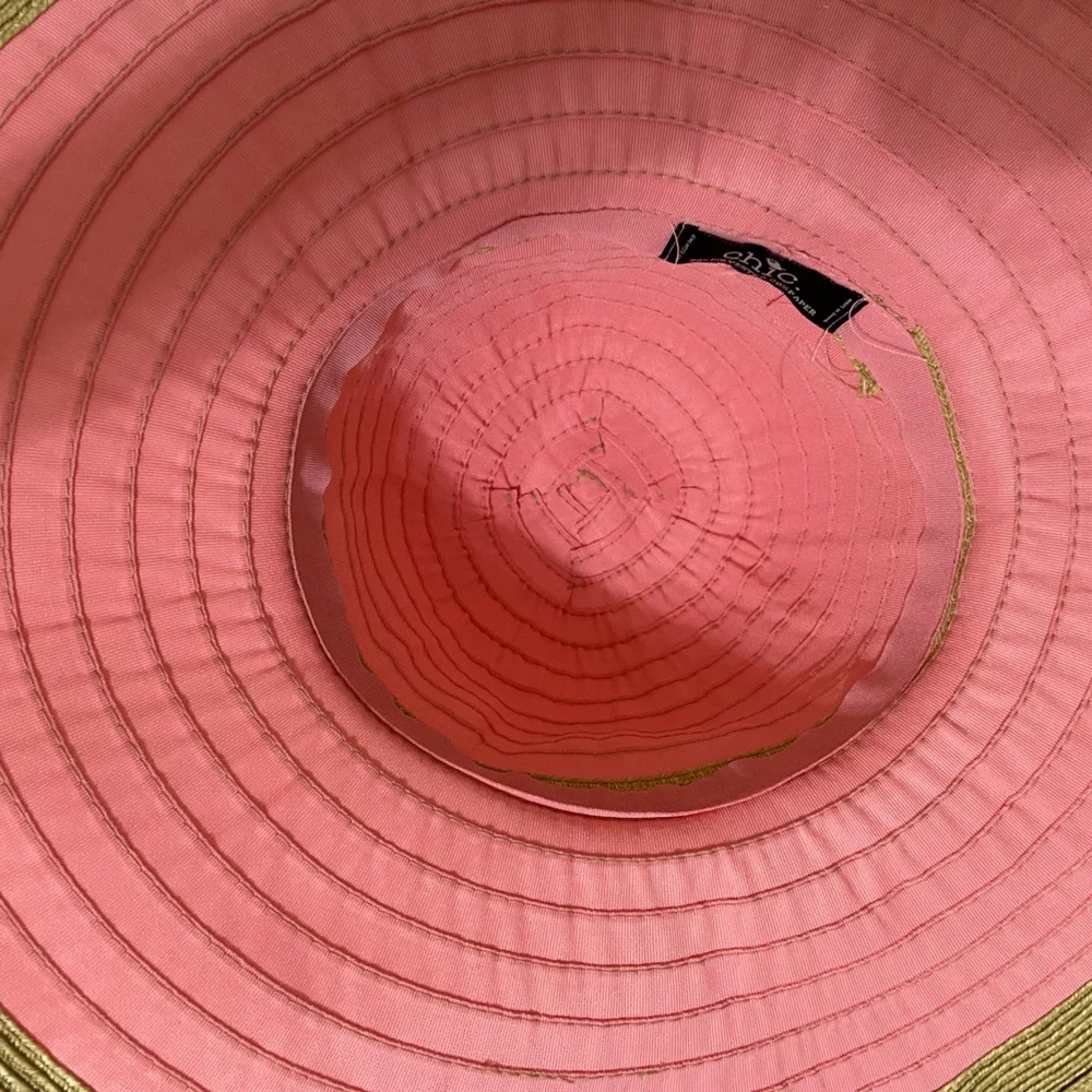 CHIC Salmon Pink Ribbon Oversized Floppy Brim Resortwear Packable Hat